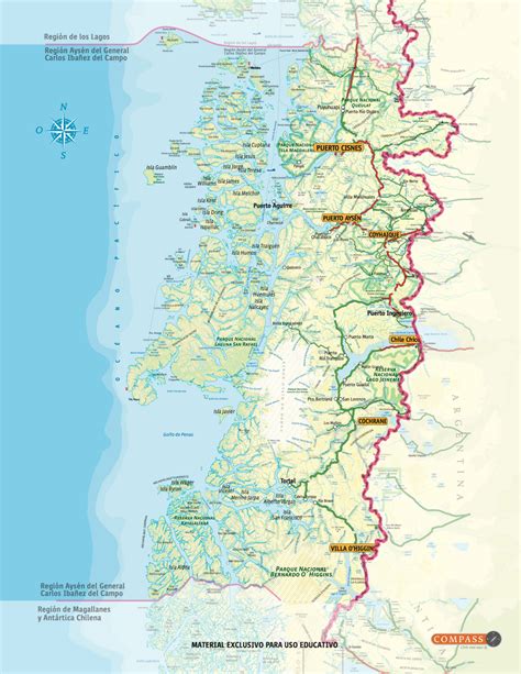 Mapa turístico de la Región de Aysén