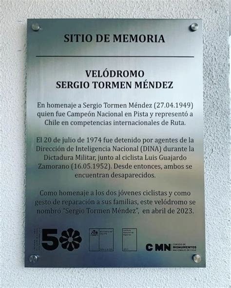Placa del Velódromo Sergio Tormen Méndez