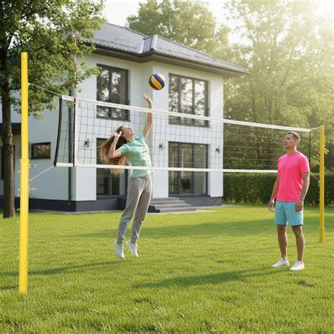 Red de bádminton con alturas reglamentarias
