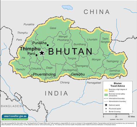 Mapa de Bhutan en Asia