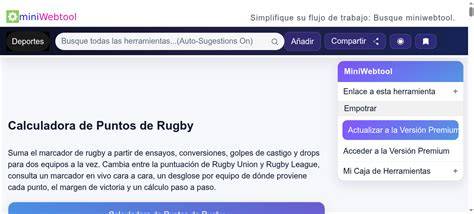Marcador de rugby con ensayos y conversiones