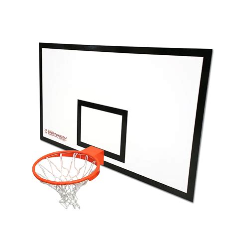 Tablero de básquetbol rojo con aro y red