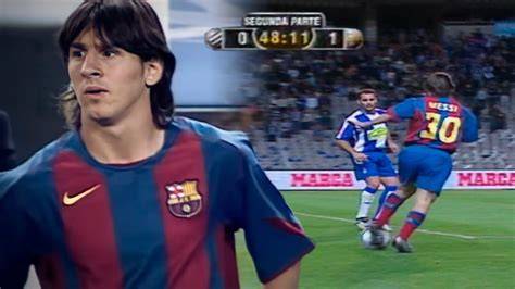 Messi debuta contra el Espanyol en 2004