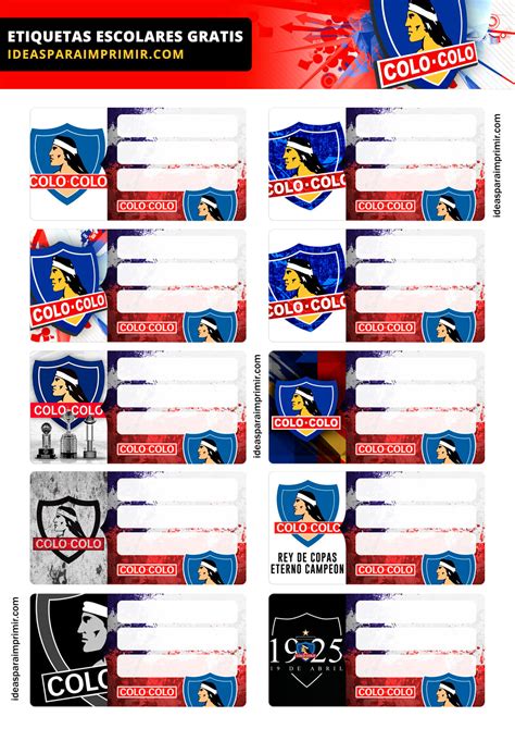 Etiquetas de Colo-Colo para cuadernos