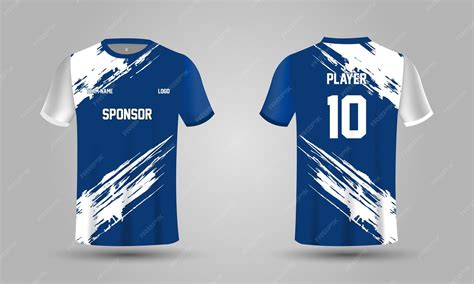 camiseta fútbol azul blanco frente espalda
