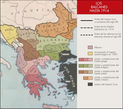 Mapa de los Balcanes antes de 1914