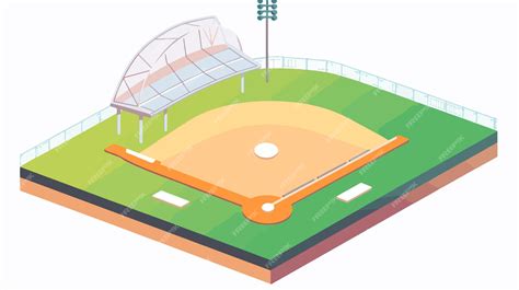 Campo de béisbol ilustrado en caricatura
