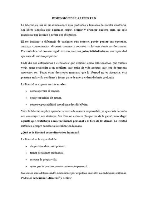 Dimensiones de la libertad humana