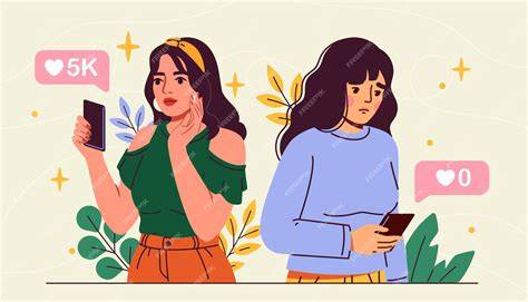 Adolescentes comparándose en redes sociales