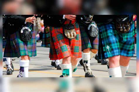 Detalle de kilt escocés y tartán
