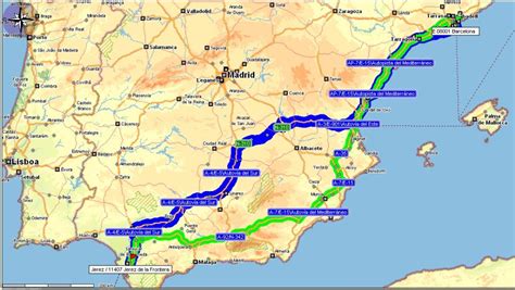 Mapa de la ruta Barcelona Jerez