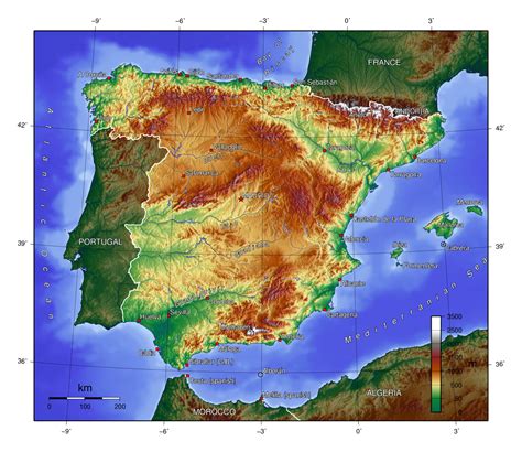 Mapa topográfico de Barcelona con altitudes