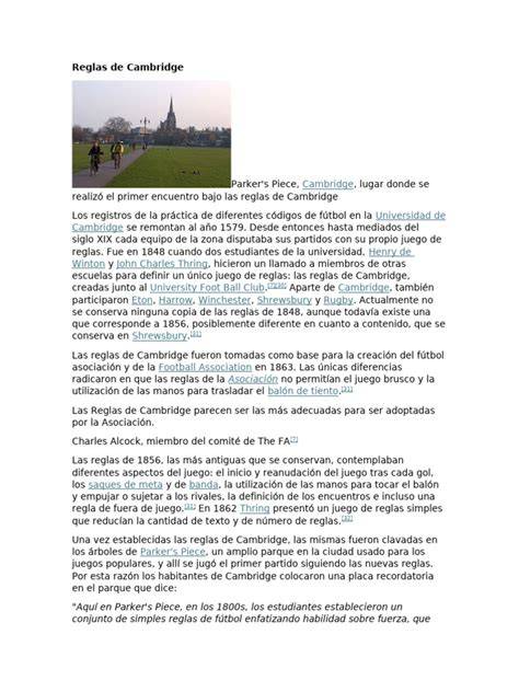 Reglas de Cambridge en Parker’s Piece