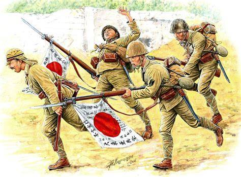 Soldados japoneses con fusiles Arisaka