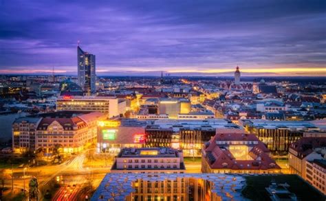 amanecer sobre Leipzig Alemania
